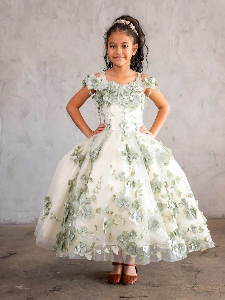 Cute Mini Burgundy Quinceanera Dresses 3D Flowers Pageant Girl Dresses - MyChicDress