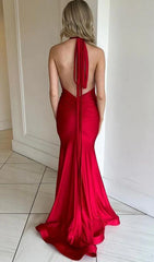 Sexy Red Prom Dress Deep V-neck Formal Dress for Guests