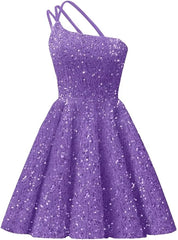 Sparkly One Shoulder Sequin Homecoming Dresses Short for Teens