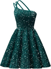 Sparkly One Shoulder Sequin Homecoming Dresses Short for Teens