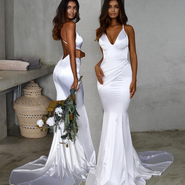 White Sleeveless Maxi Dress - Mermaid Maxi Dress - Backless Dress