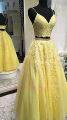 2 Pieces Yellow Prom Dresses Tulle Sweet 16 Dresses MyChicDress