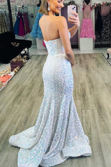 2024 Iridescent Sequin Long Formal Dress Sweetheart Mermaid Prom Dress MyChicDress