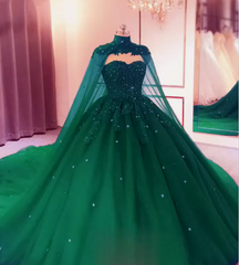 2025 Ball Gown Appliques Crystals Gothic Black Wedding Dresses Sleeveless with Cape MyChicDress