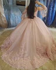 2025 Ball Gown Lace Yellow Quince Dresses Cheap Long Sleeves Tulle Sweet 16 Dress MyChicDress