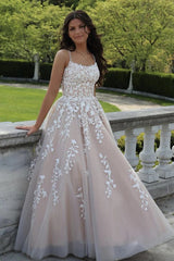 2025 Cheap Lace Champagne Prom Dresses Backless Long Formal Dress MyChicDress