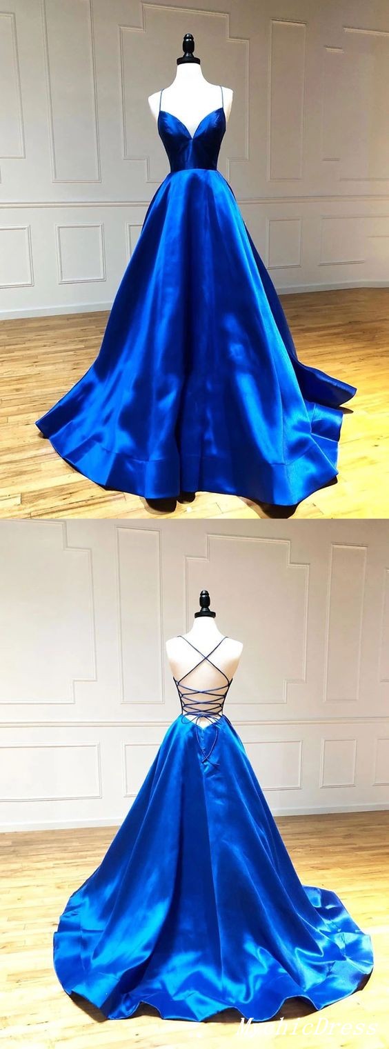 2025 Cheap UK A Line Prom Dresses Royal Blue Simple Evening Dresses MyChicDress