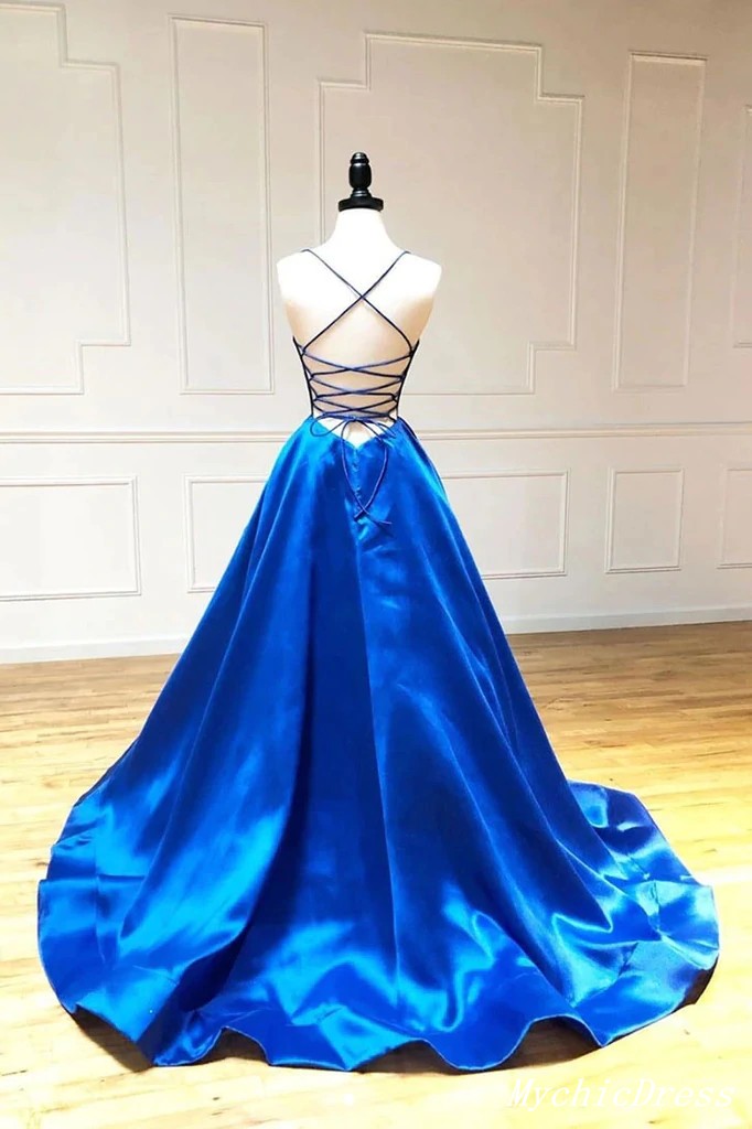 2025 Cheap UK A Line Prom Dresses Royal Blue Simple Evening Dresses MyChicDress