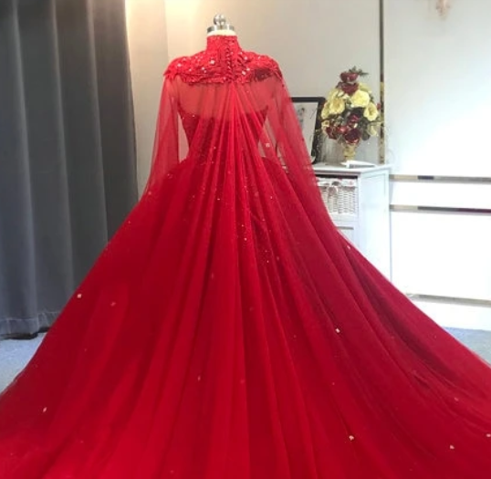 2025 Red Wedding Dresses Ball Gown Crystals Sweet 16 Quinceanera Dress MyChicDress