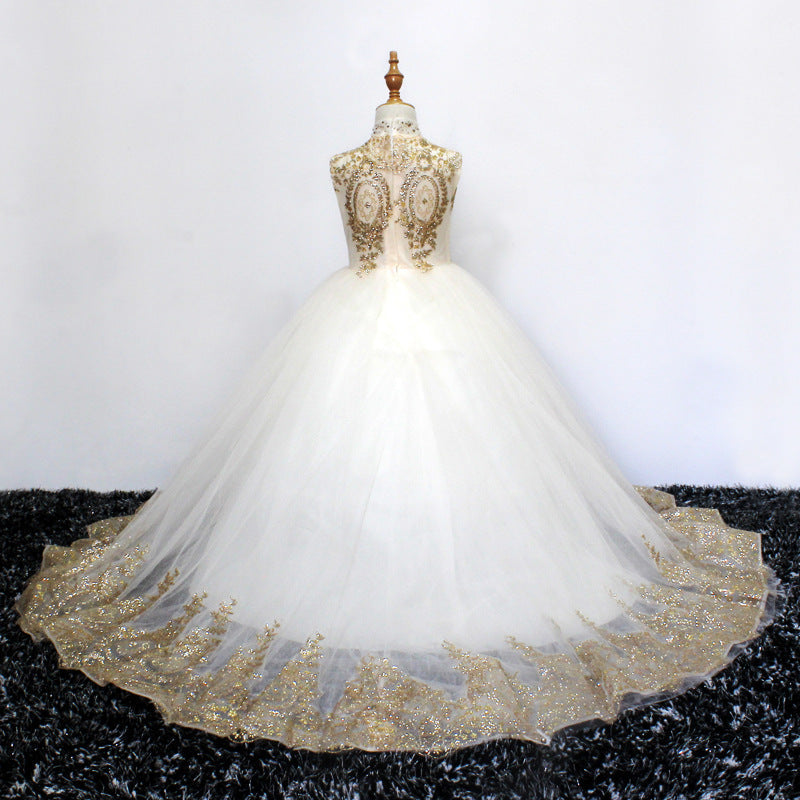 Shining Lace Appliques Beadings Ball Gown Flower Girl Dresses Pageant ...