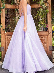 A Line 2025 Floor-length Lilac Prom Dresses Violet purple Sleeveless Long Evening Dress MyChicDress