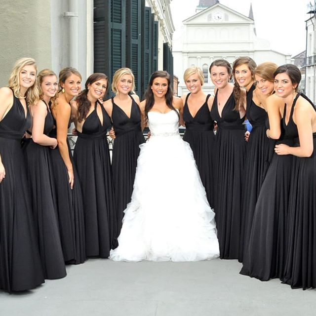 A-Line Chiffon Black Convertible Bridesmaid Dresses - MyChicDress