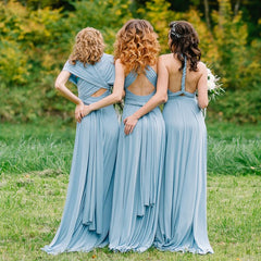 A-Line Chiffon Convertible Sky Blue Bridesmaid Dress MyChicDress