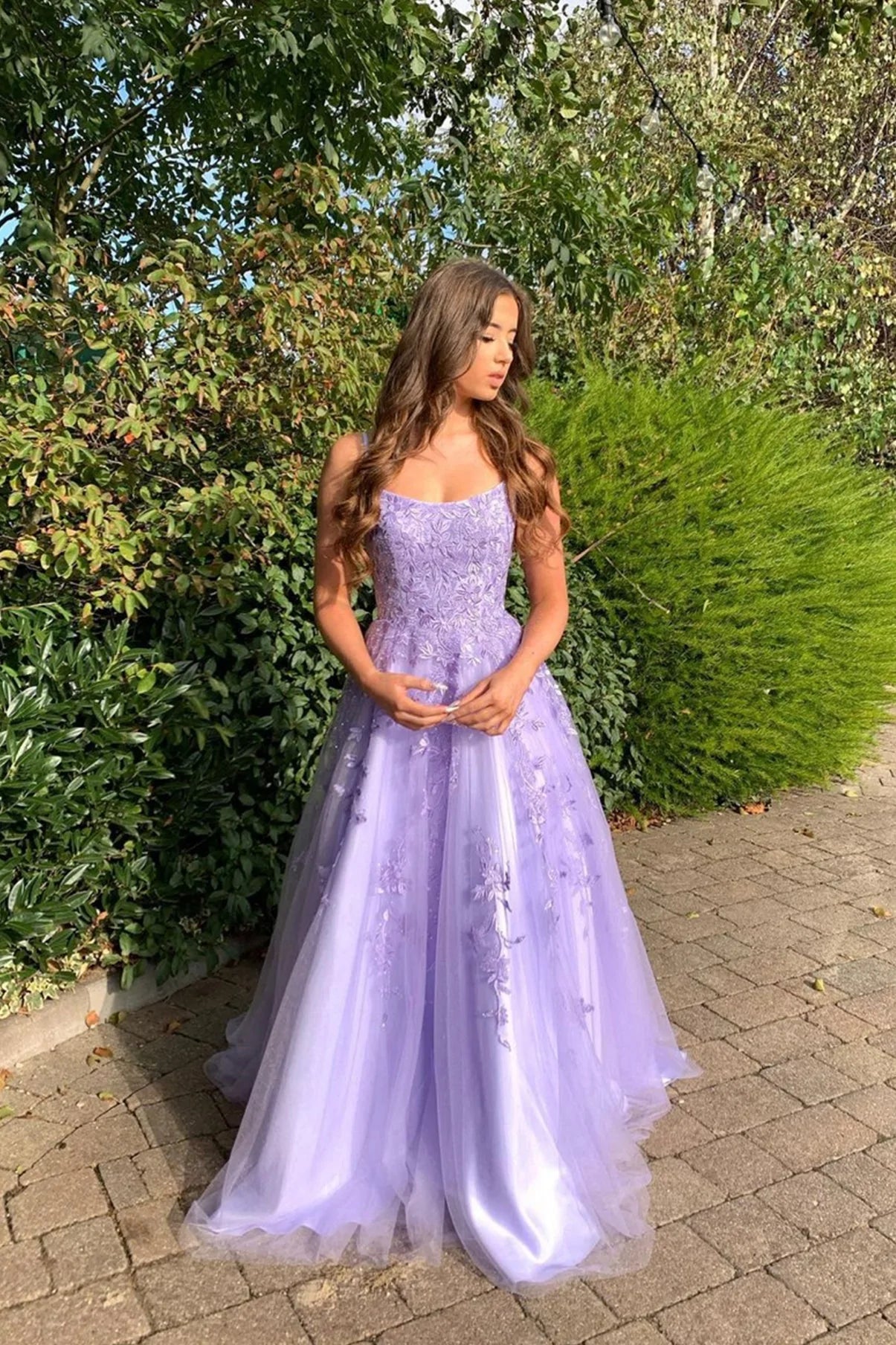 Floor Length Violet Purple Corset Lace Prom Dresses 2024 A Line Graduation  Dress