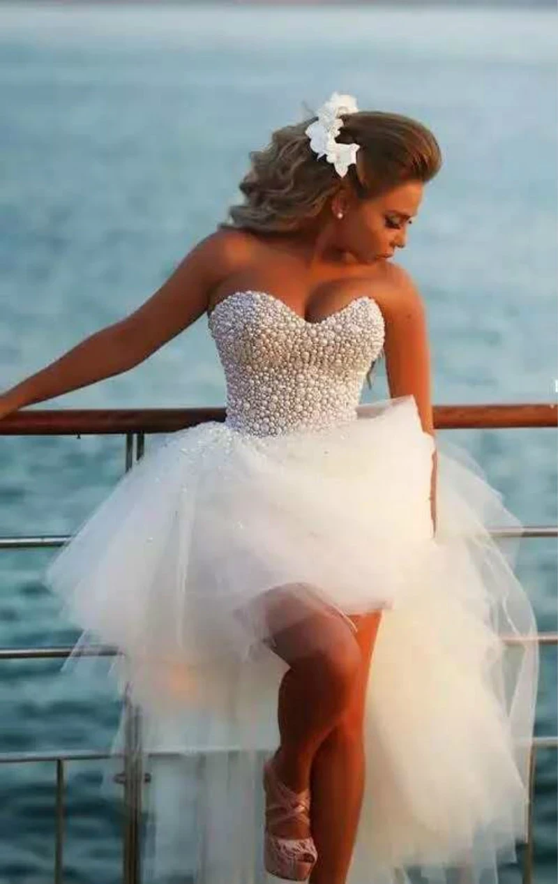 New Arrival Short Bridal Wedding Dress One Shoulder Crystals