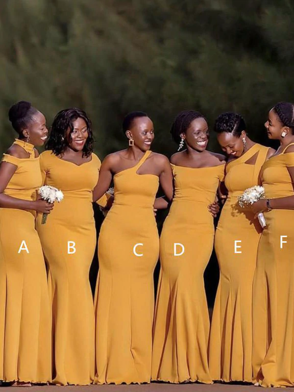 African Girl Yellow Wedding Guest Dress Cheap Mismatched Bridesmaid Dresses MyChicDress