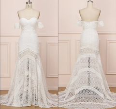 Beach Ivory Lace Wedding Dresses Long Mermaid Bridal Gown MyChicDress