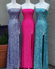 Blue Sequin Prom Dresses UK Long Mermaid Evening Gowns Sleeveless MyChicDress