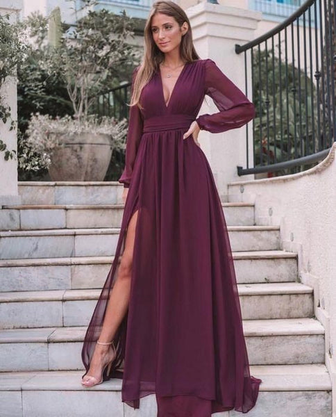 Burgundy long dress online