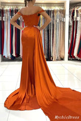 Burnt Orange Wedding Guest Dress Cheap Mermaid Off Shoulder Bridesmaid Dresses MyChicDress