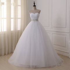 Cheap A Line White Lace Belt Tulle Wedding Dresses - MyChicDress