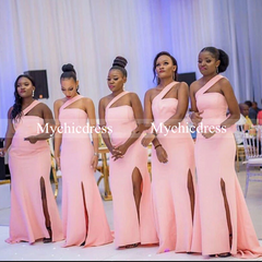 Cheap African Pink Bridesmaid Dresses Mermaid Sexy Long Wedding Guest Dress MyChicDress