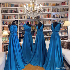 Cheap Beach Chiffon Blue Bridesmaid Dresses Simple Long Wedding Guest Dresses MyChicDress