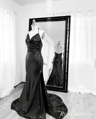 Cheap Black Sequin Mermaid Prom Dresses Halter Evening Formal Gown MyChicDress