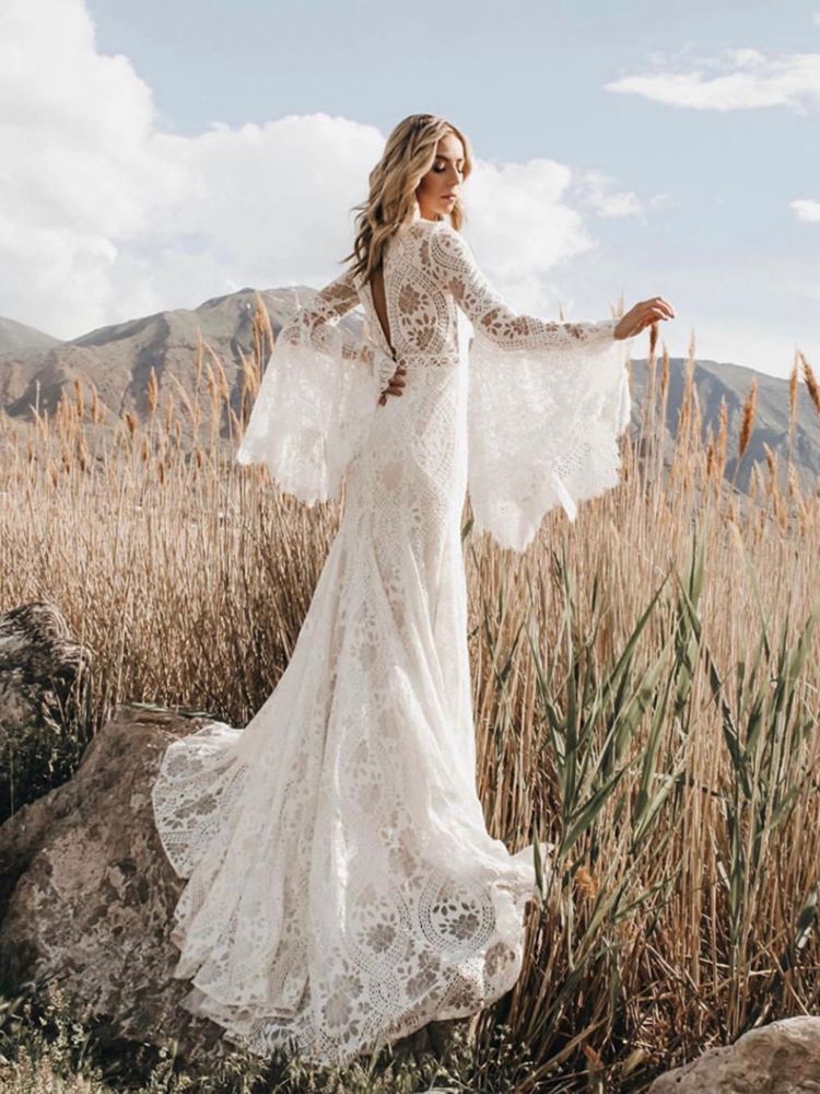 Inexpensive boho wedding dress best sale