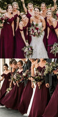 Cheap Chiffon Burgundy Bridesmaid Dresses Off Shoulder Dress MyChicDress