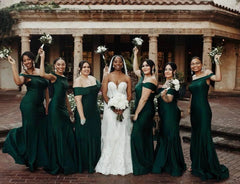 Dark green bridesmaid on sale