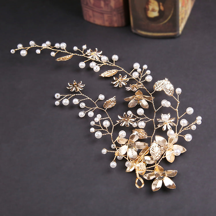 Cheap Gold Leaf Wedding Hair Accessory Pearls Crowns MyChicDress