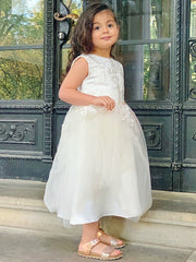 Cheap Lace White Tulle Sleeveless Jewel Flower Girl Dresses MyChicDress