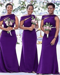 Cheap Long Bridesmaid Dresses Purple One Shoulder Wedding Guest Dress Online MyChicDress