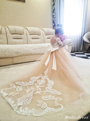 Cheap Long Sleeves Princess Lace Flower Girl Dresses with Detachable Train MyChicDress