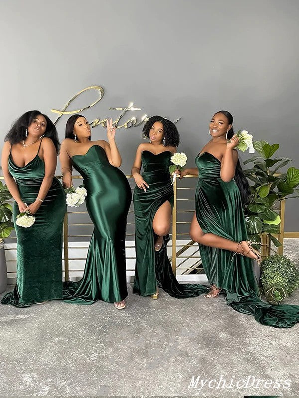 Cheap Multiway African Green Bridesmaid Dresses Velvet Emerald Wedding Guest Dress MyChicDress