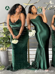 Cheap Multiway African Green Bridesmaid Dresses Velvet Emerald Wedding Guest Dress MyChicDress