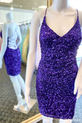 Cheap Royal Blue Short Homecoming Dresses Sequin Hoco Party Dress MyChicDress