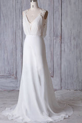 Cheap Sheath Lace Chiffon Long Beach Wedding Dresses - MyChicDress