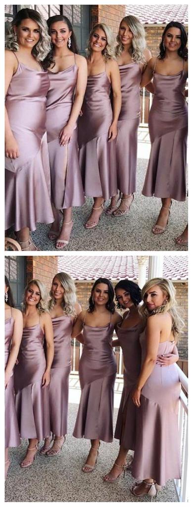 Cheap Tea Length Dusty Purple Bridesmaid Dresses Online MyChicDress