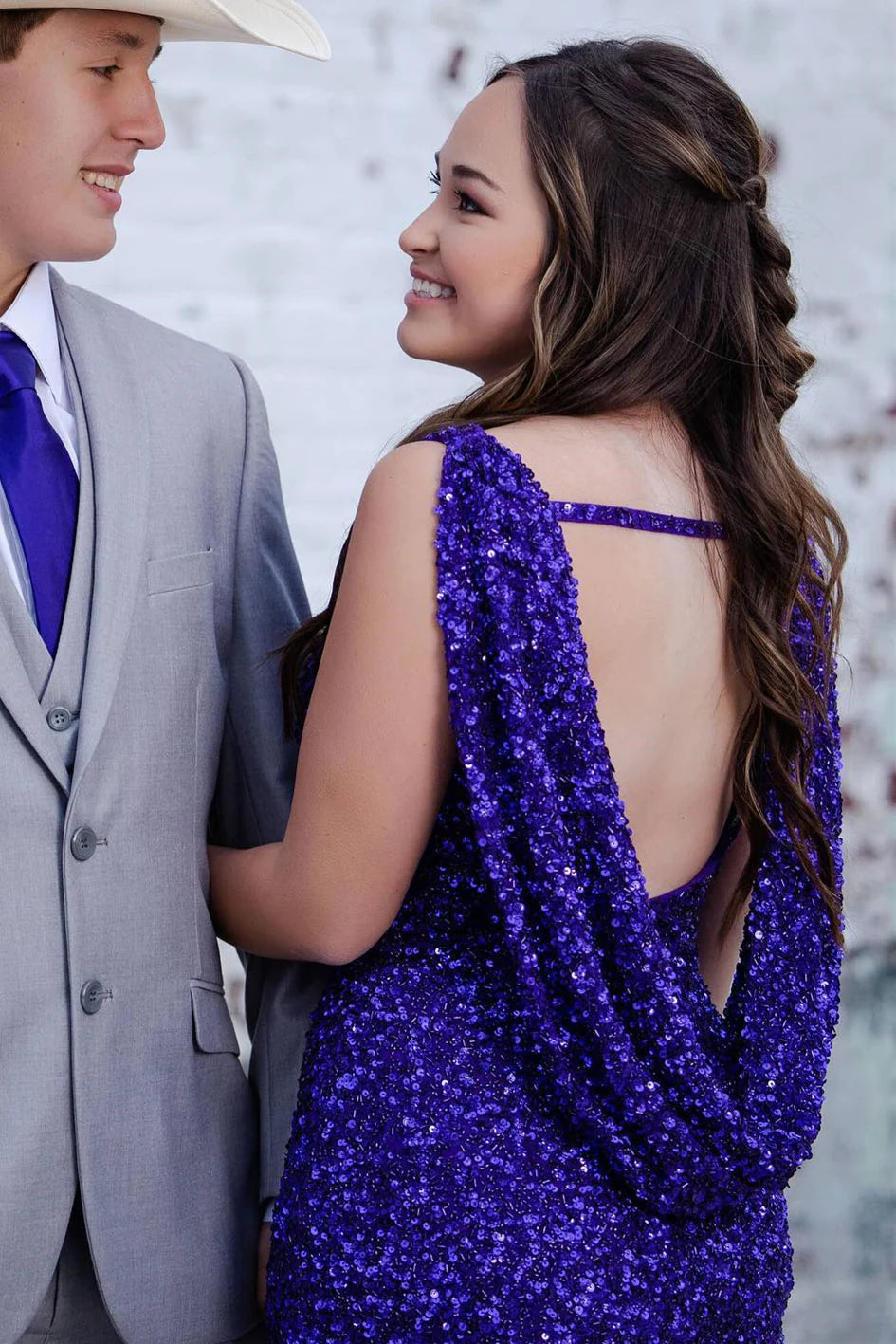 Cheap Purple Tight Homecoming Dress Crew Neck