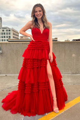Red V Neck Spaghetti Straps Ruffles Cheap Homecoming Dress, Graduation Dress,  MH295 – Musebridals