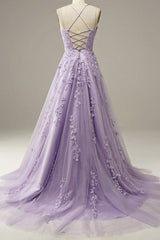 Custom Made Lace Lilac Prom Dresses violet purple Long Evening Dress MyChicDress