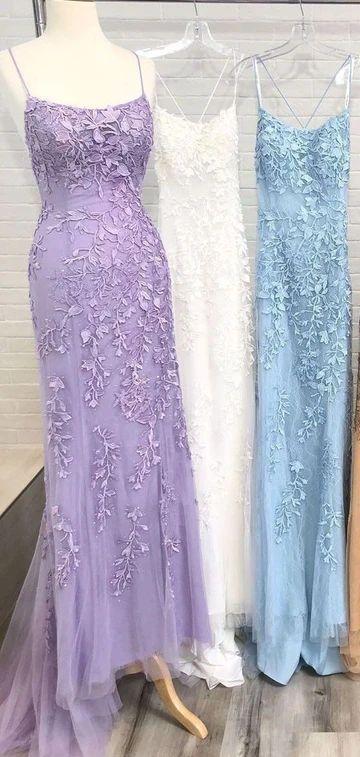 Custom Made Spaghetti Straps Long Lace Mermaid Prom Evening Dresses MyChicDress