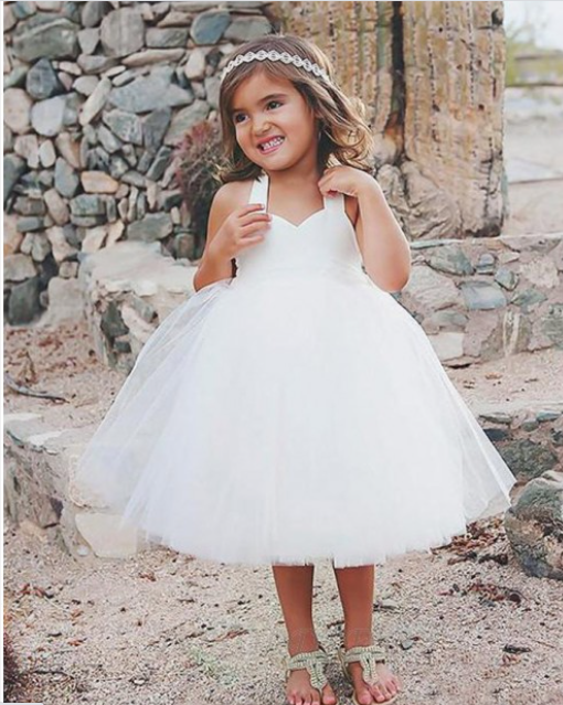 Cute White Ball Gown Tulle Short Flower Girl Dresses for Wedding MyChicDress