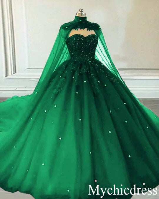 Vestidos de quinceañera verde esmeralda