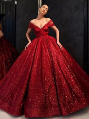 Floor Length 2025 Ball Gown Off the Shoulder Plus Size Burgundy Quince Dresses MyChicDress