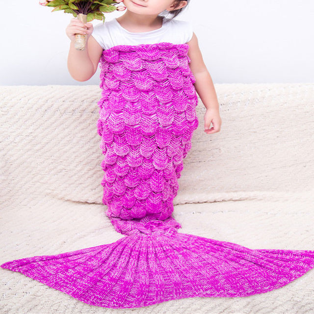 Fuchsia Fish-scale Kids Mermaid Tail Blankets MyChicDress