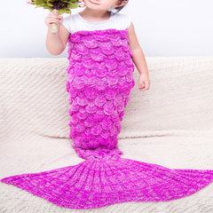 Fuchsia Fish-scale Kids Mermaid Tail Blankets MyChicDress