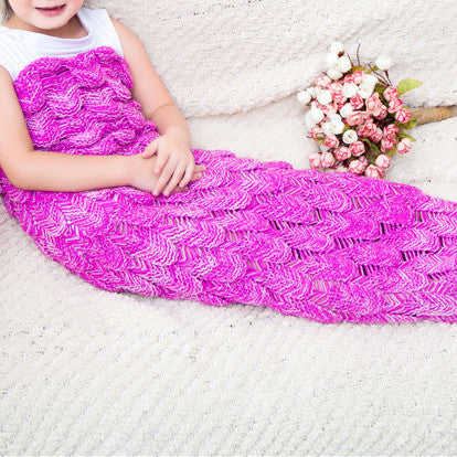 Fuchsia Fish-scale Kids Mermaid Tail Blankets MyChicDress